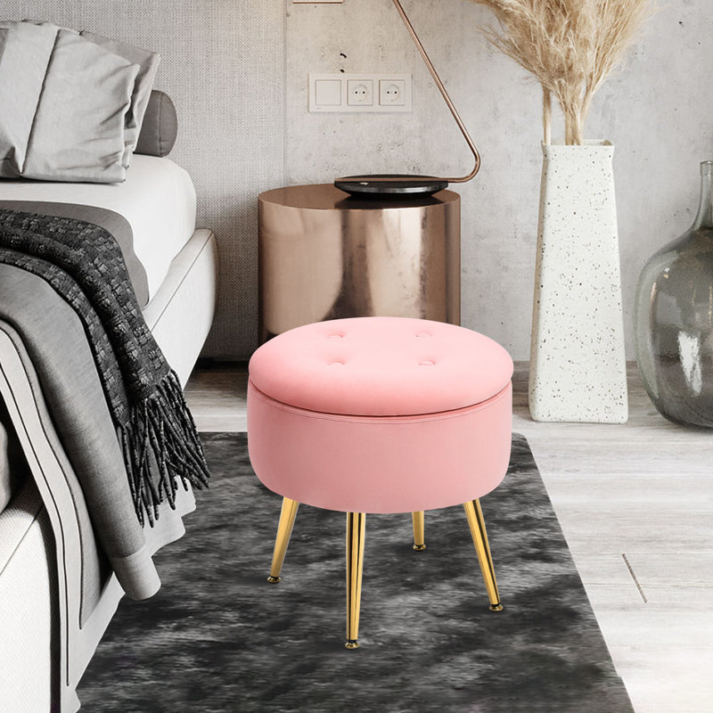 Shailja Velvet Ottoman Pink Velvet